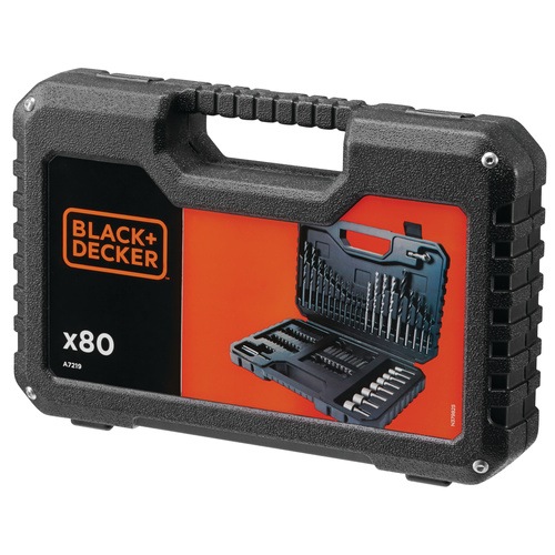 Black and Decker - Juego de 80 piezas para Atornillar y taladrar con brocas Titanio - A7219