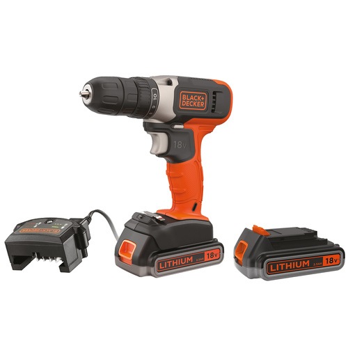 Taladro Atornillador 18V con 2 baterías 2,5Ah y maletín -  BCD001E2KBLACK+DECKER