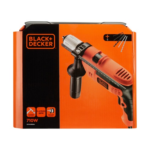 Black and Decker - Taladro Percutor 710W con maletn y 5 accesorios - CD714CRESKA