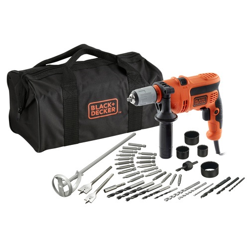 Black and Decker - ES 710W Percussion Hammer Drill with 40 accessories and storage bag - CD714CREW2