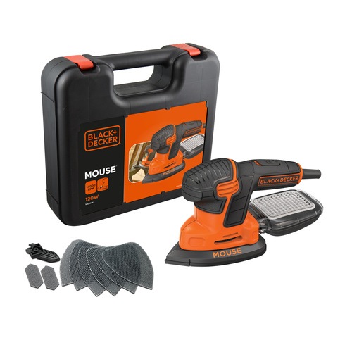 Nueva lijadora Mouse® 120W con maletín y 9 accesorios - KA2500KBLACK+DECKER