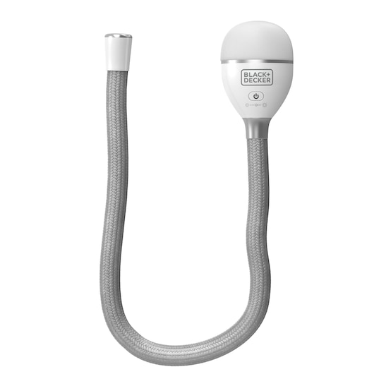 BLACKDECKER BDCFSL01 flexible braided hose with white connectors, product front angle.