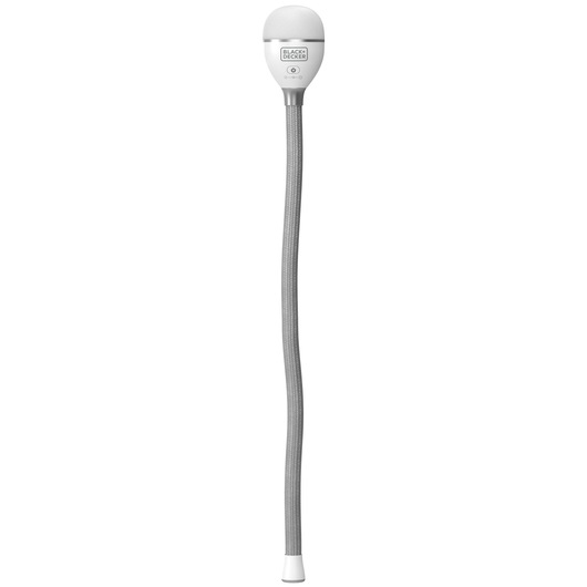 BLACKDECKER BDCFSL01 flexible gray photography light with white head, front angle on white background.