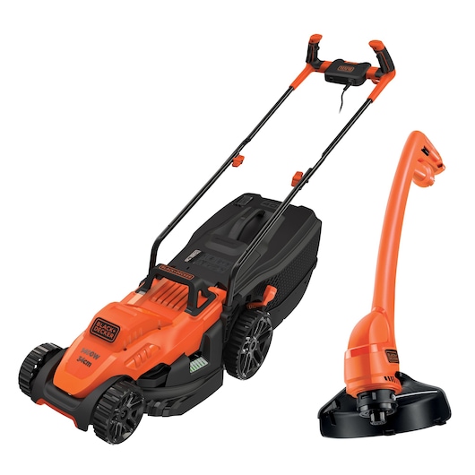 Cortacésped 1400W 34cm con manillar tipo bicicleta + Cortabordes GL250