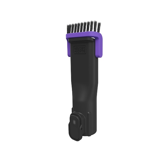 BLACK+DECKER BHFEA640WG vacuum brush attachment, black and purple, upright angle, white background.