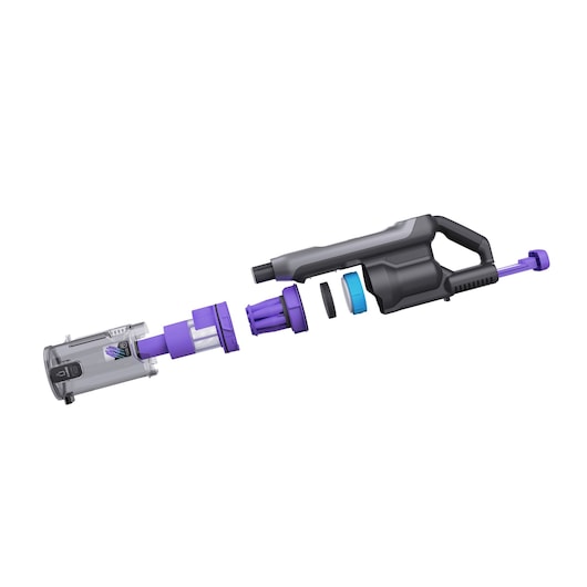 BLACKDECKER BHFEA640WP vacuum cleaner exploded view, showing separated components on white background.
