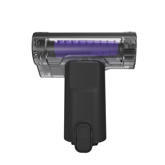 BLACKDECKER BHFEA640WP vacuum brush attachment, black and transparent plastic, front angle.