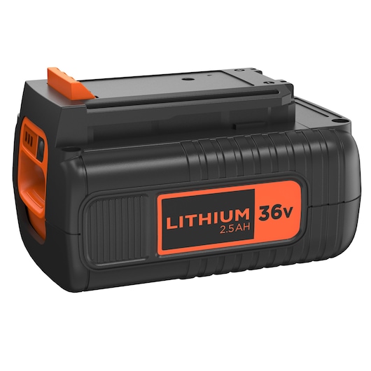 BLACKDECKER BL2536 lithium 36V 2.5AH battery, black and orange, product photo on white background