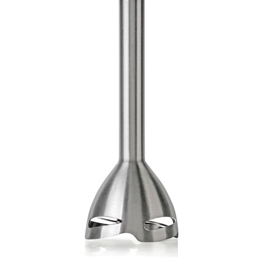 BLACKDECKER BXHB1000E hand blender stainless steel attachment, side angle, white background.