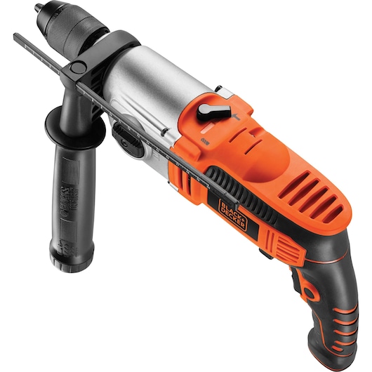 Taladro Percutor 850W 2 veloc, portabrocas 13mm con empuñadura lateral, tope profundidad y maletín